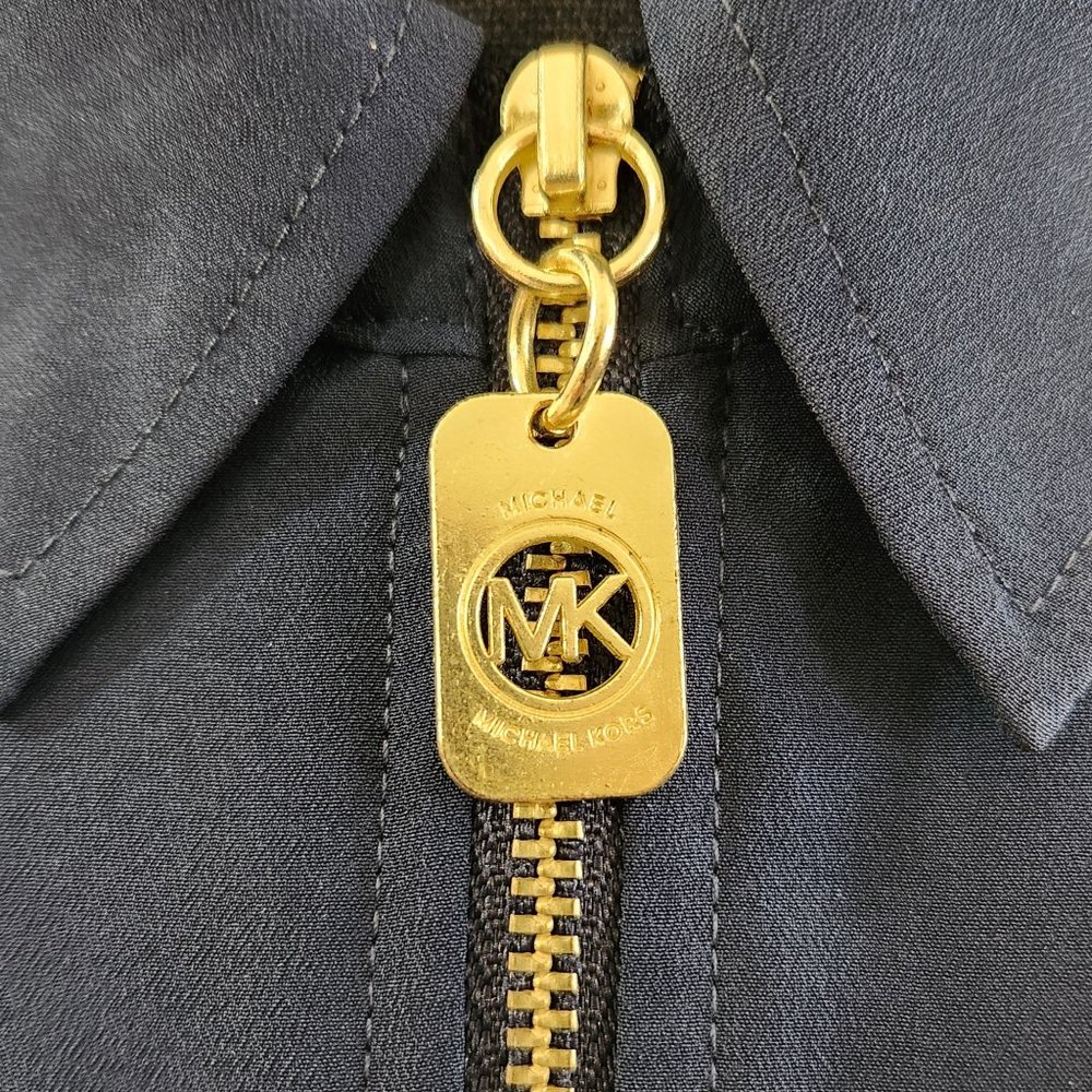 Navy and Gold Michael Kors Zipper Blouse - Picture 10 of 11
